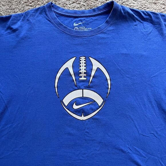 Nike Loose Fit Football Tee – XL – Blue – Swoosh Graphic Shirt - Picture 2 of 6